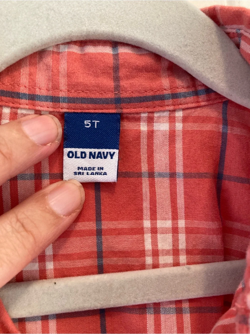 3 for $20 Old Navy Kids Coral Plaid Short-Sleeve Button-Down Shirt